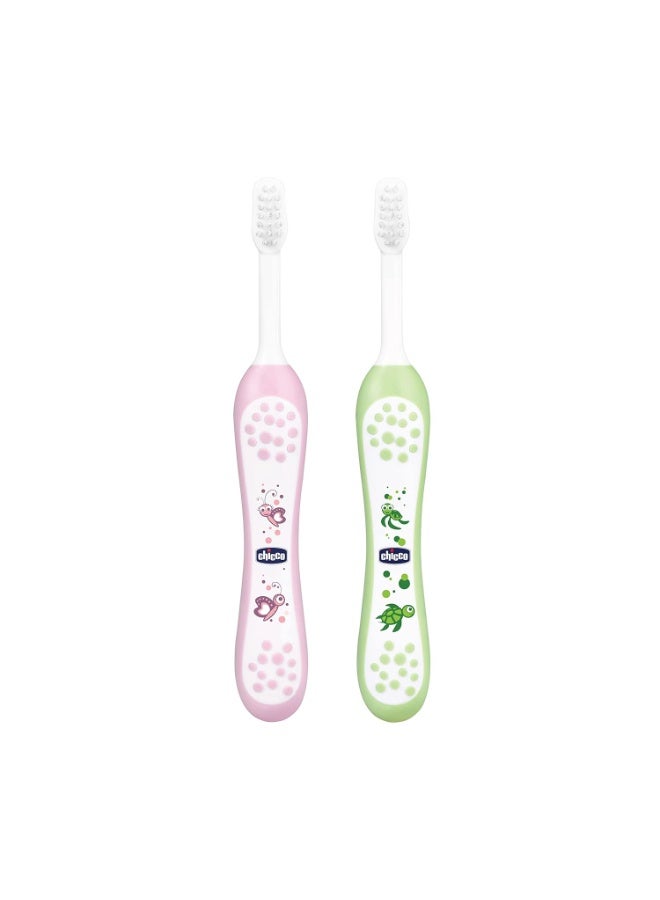 Chicco Toothbrush Set Pink+Green 6M-36M, manual, Baby - Image 1